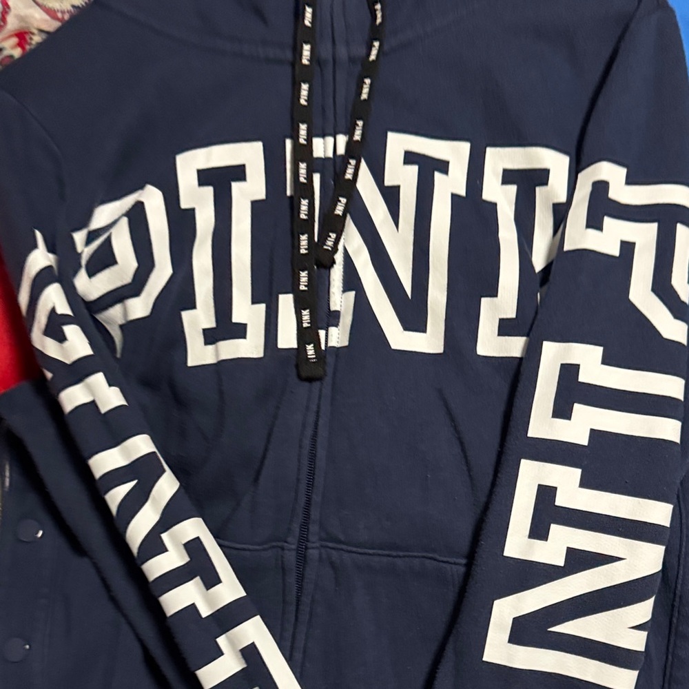 PINK Victoria's Secret Kids Blue Hoodie Jacket - Picture 3 of 9